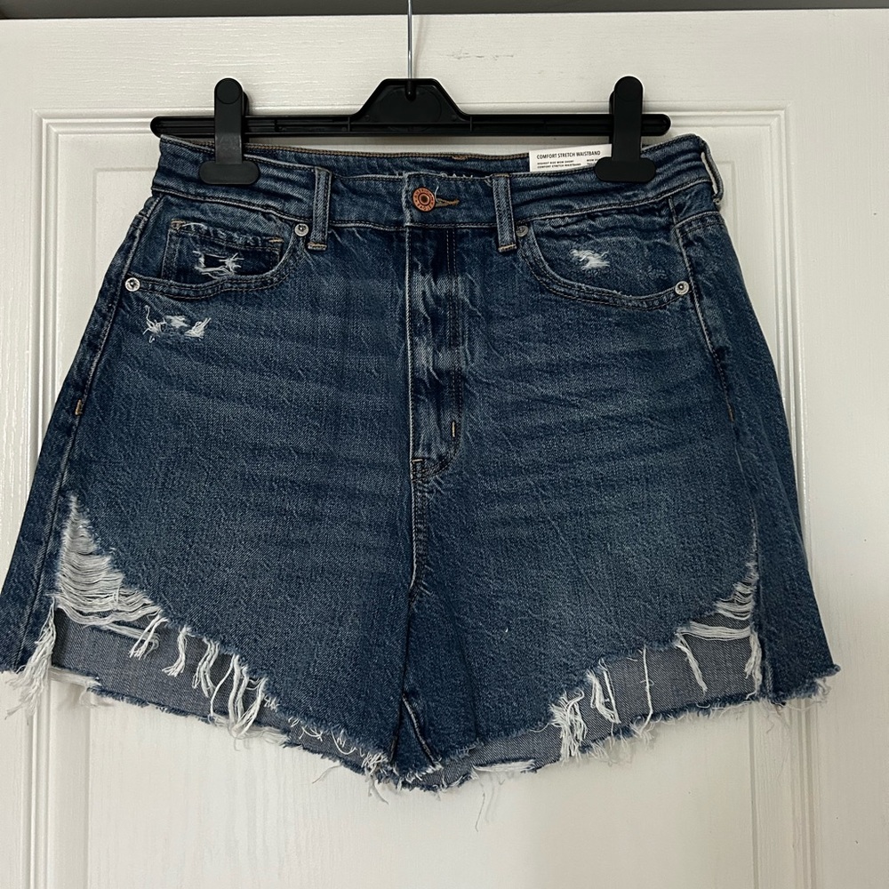 American Eagle Outfitters Blue Jean Shorts Distressed Frayed Hem